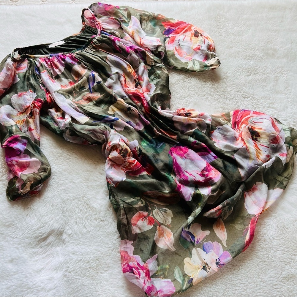 Bellambra Italy Floral Peasant Dress Size S – Viscose Silk Blend